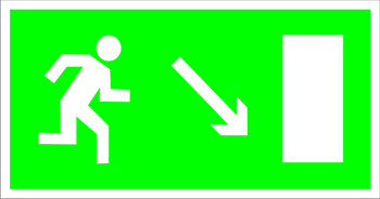 E07 направление к эвакуационному выходу направо вниз (пленка, 300х150 мм) - Знаки безопасности - Эвакуационные знаки - Магазин охраны труда ИЗО Стиль
